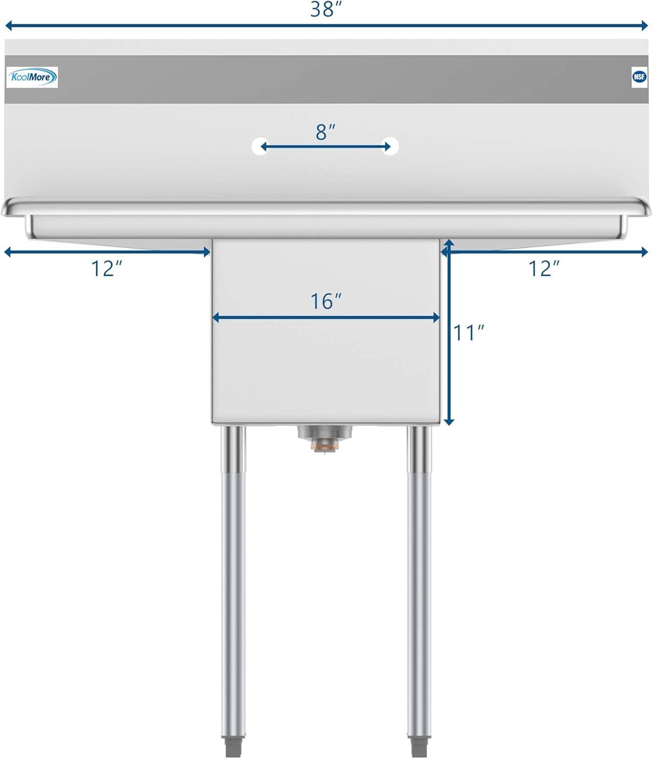 Stainless Steel 1-Compartment Utility Sink with Dual Drainboards