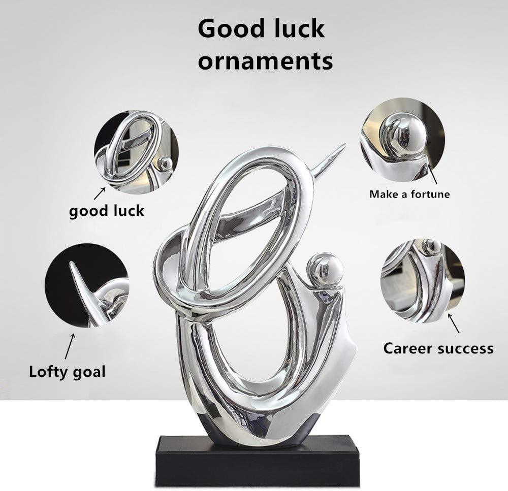 Silver Ceramic Abstract Sculpture with Black Base