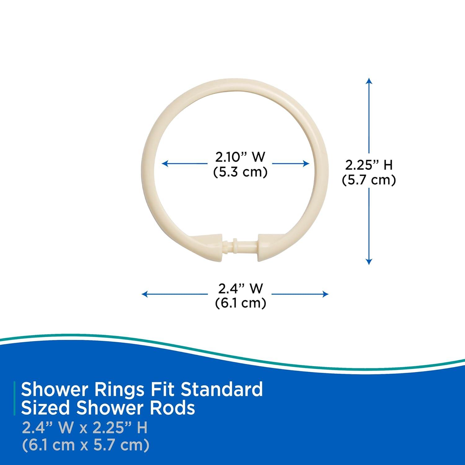 Kenney Wayfair Basics Smooth Shower Rings Round Plastic Shower Curtain Rings (Set of 12)