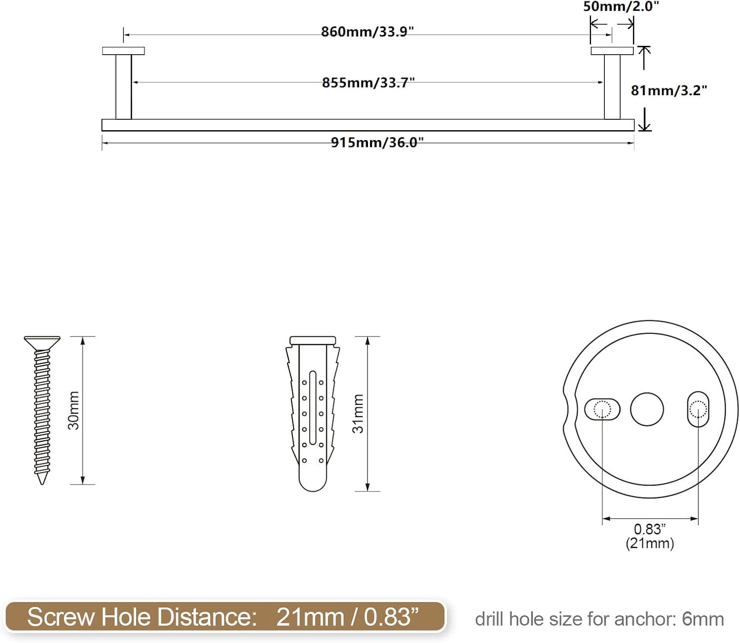 SUS 304 Stainless Steel Bathroom Double Towel Bar, Wall Mount Towel Holder For Bathroom