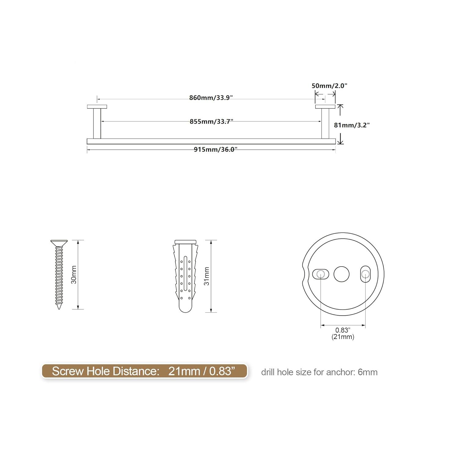 SUS 304 Stainless Steel Bathroom Double Towel Bar, Wall Mount Towel Holder For Bathroom