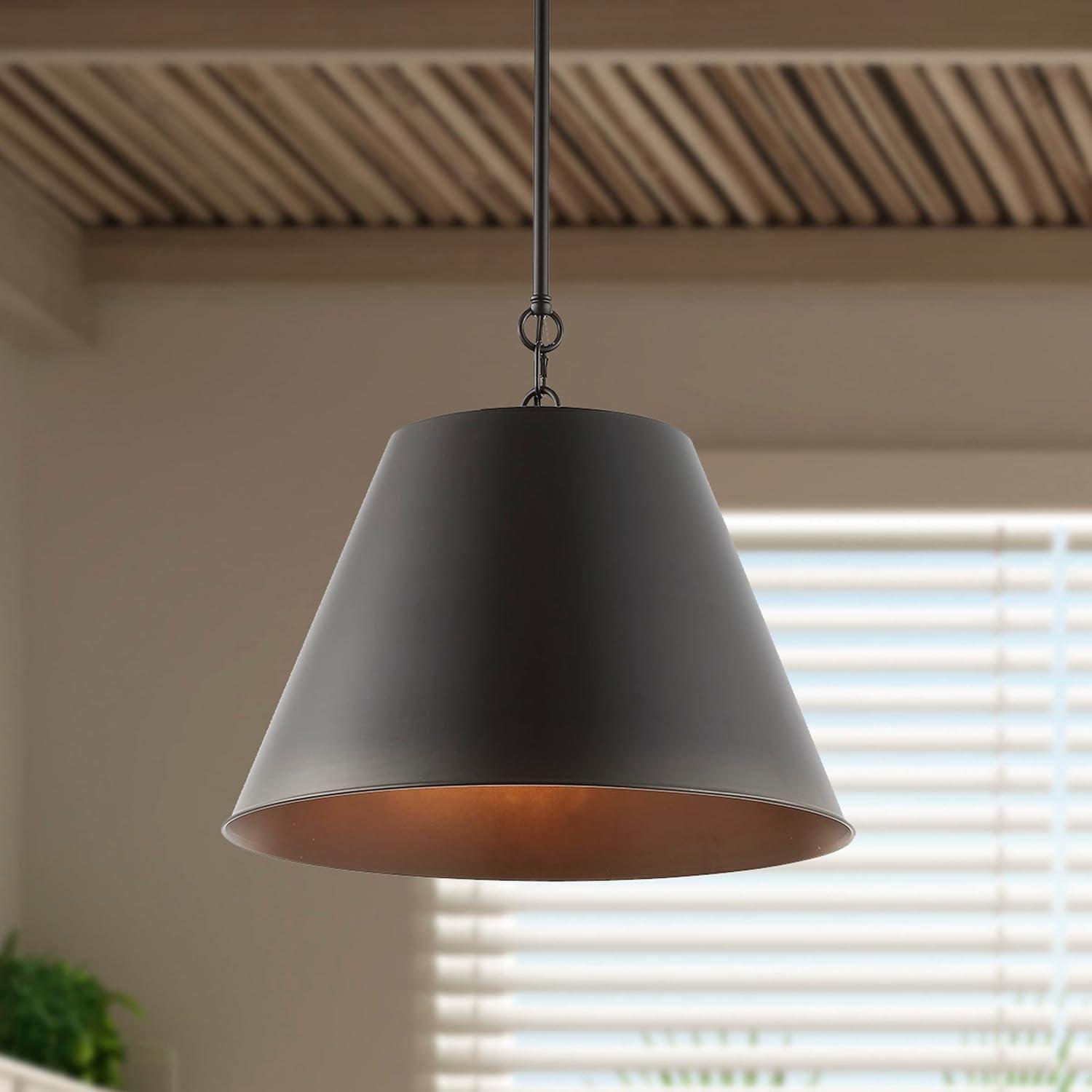 Henry 17.88" 1-Light Industrial Farmhouse Iron LED Pendant, Oil Rubbed Bronze