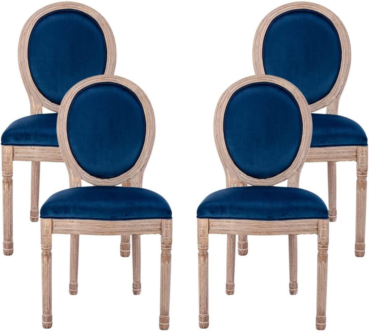 One Allium Way® French Style Vintage Solid Wood Upholstered Dining Chair (Set of 4)