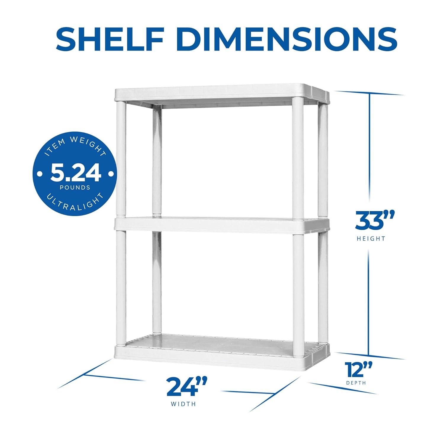 Gracious Living Gracious Living 3 Shelf Fixed Height Solid Light Duty Home Storage Unit