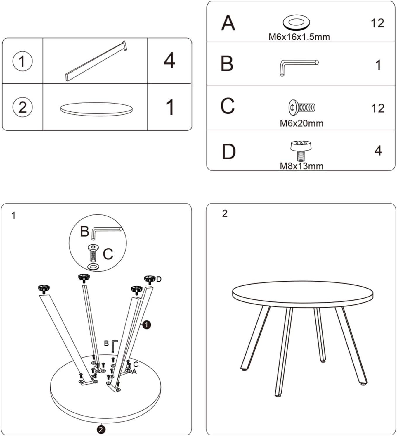 CangLong 35.5" Round Dining Table Mid-Century Modern Table with Solid Metal Legs Leisure Table for Home, Conference, Office & Restaurant, Oak