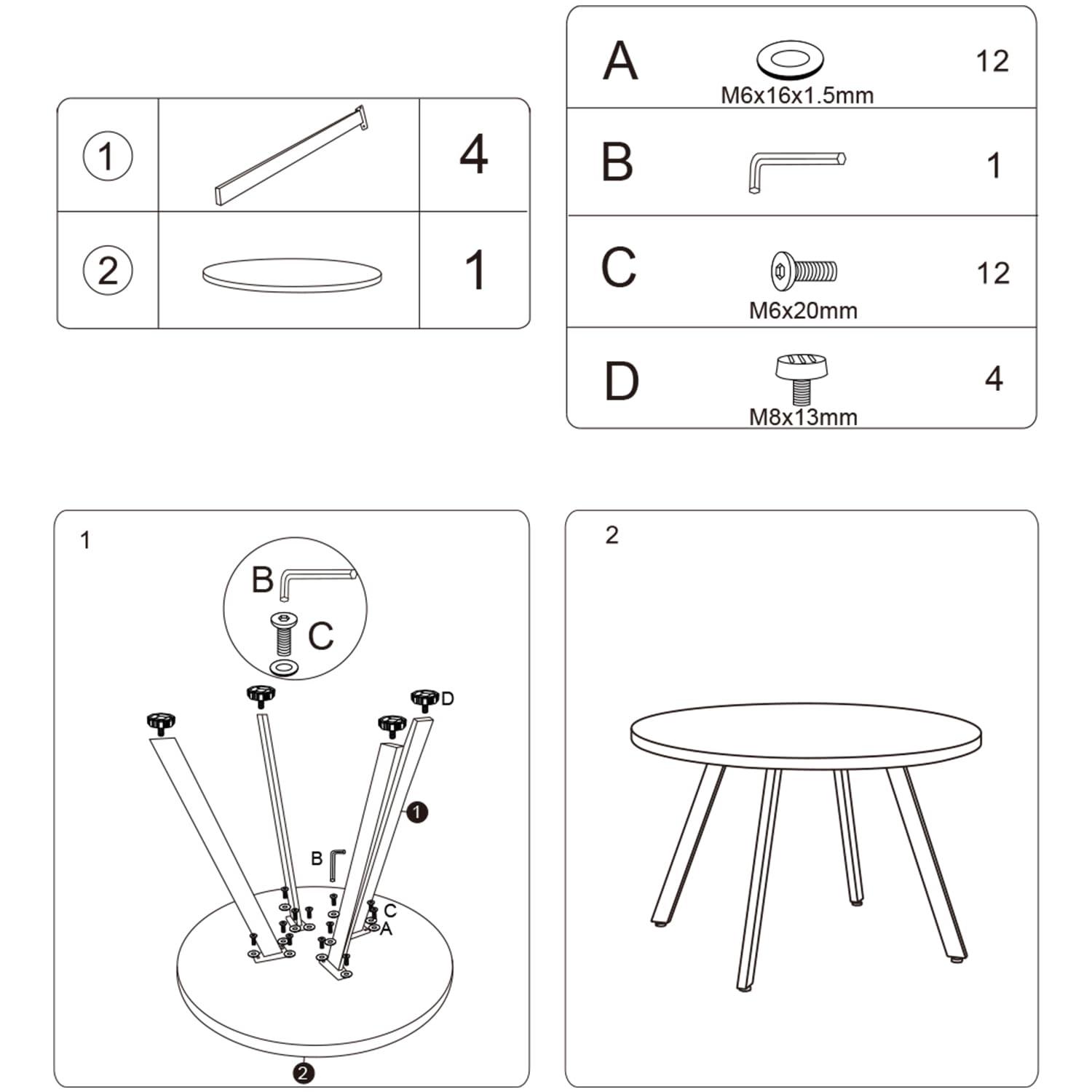 CangLong 35.5" Round Dining Table Mid-Century Modern Table with Solid Metal Legs Leisure Table for Home, Conference, Office & Restaurant, Oak