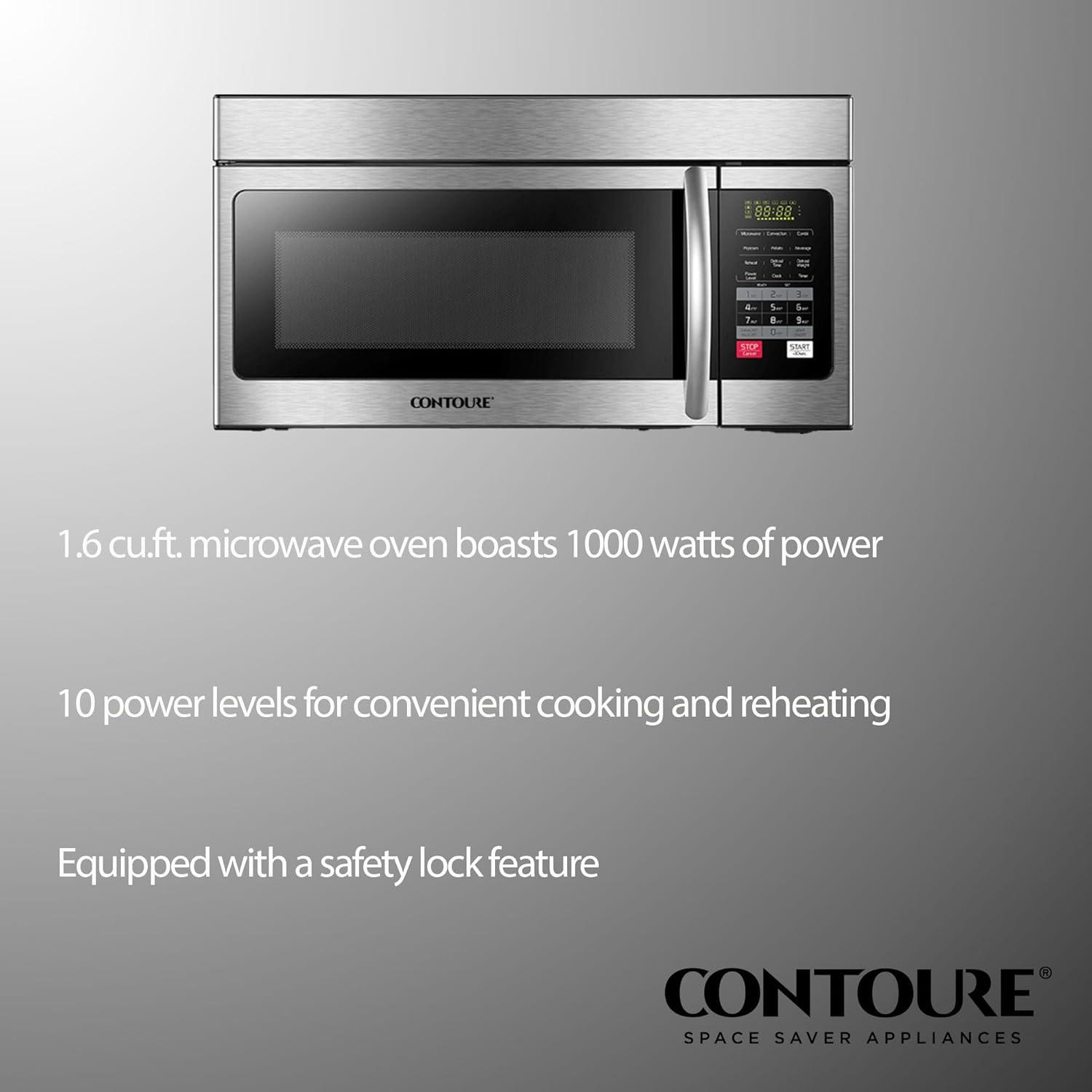 NAT.QUALITY Contoure Over the Range Microwave Oven 1.6 Cubic Foot 30 in Stainless Steel