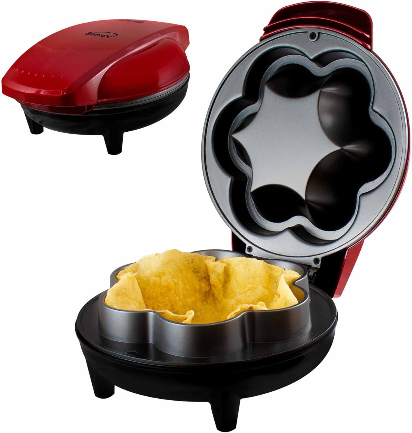 Brentwood Red Non-Stick Electric Tortilla Taco Bowl Maker