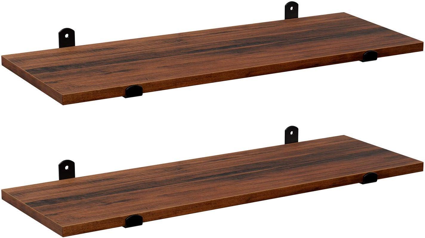 SONGMICS Wall Shelves Set of 2 , for Living Room, 23.6", Brown