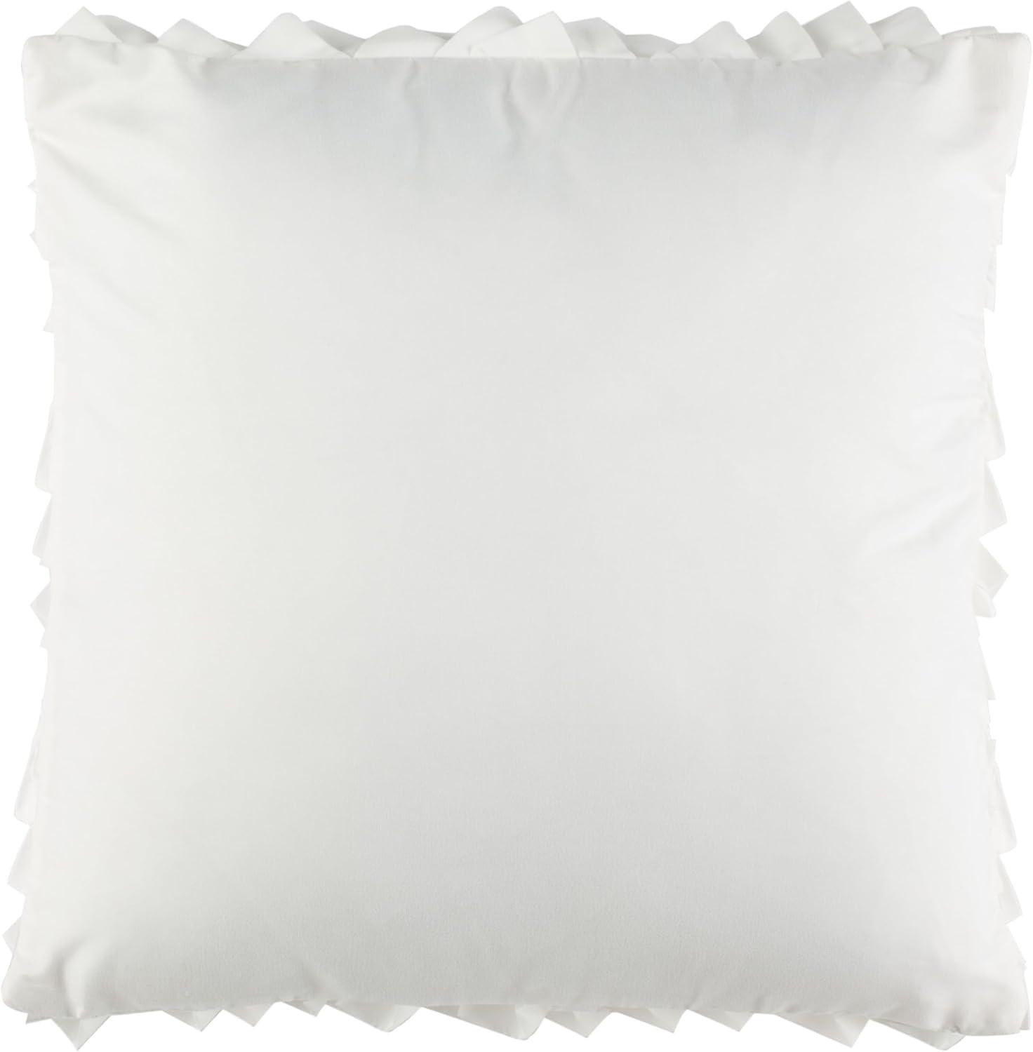 Teagen White Ruffled 18" Square Decorative Pillow