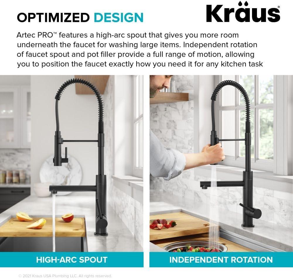 Matte Black Semi-Professional Kitchen Faucet with Pull-out Spray