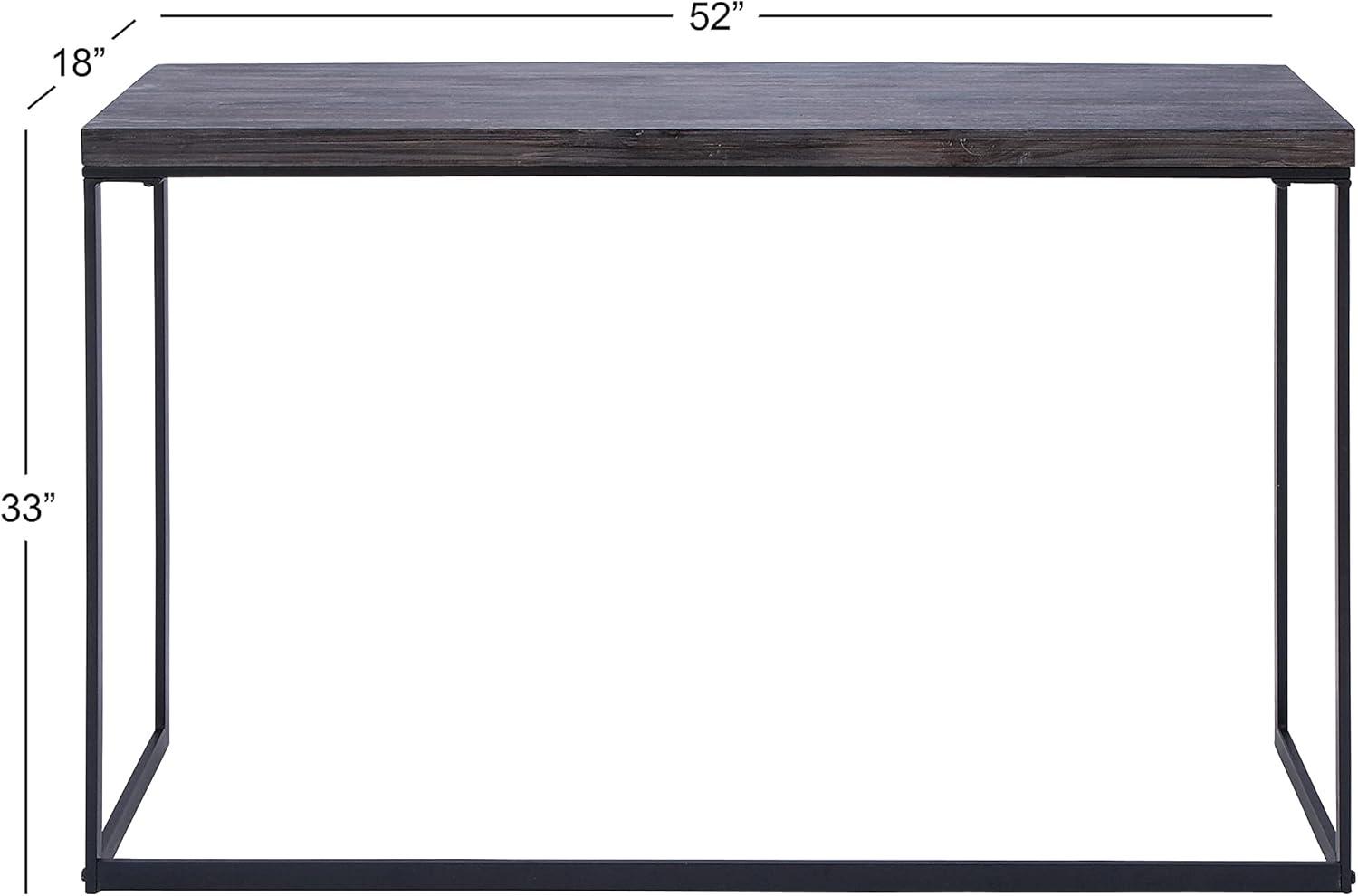 Union Rustic Corneau Wood Minimalistic Dark Brown Console Table with Black Metal Legs