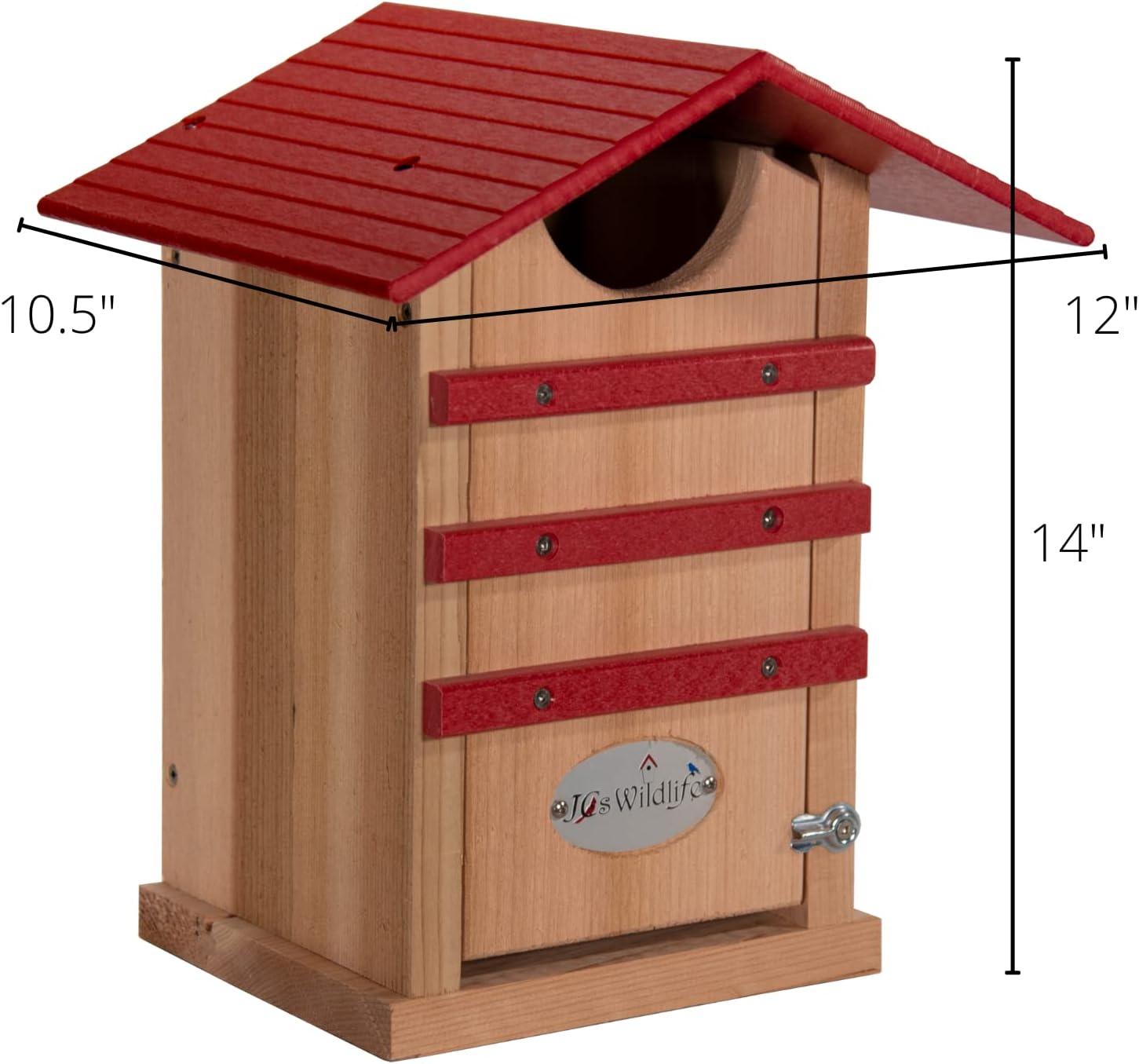 Cardinal Red Cedar Screech Owl Nesting Box with Poly Lumber Roof