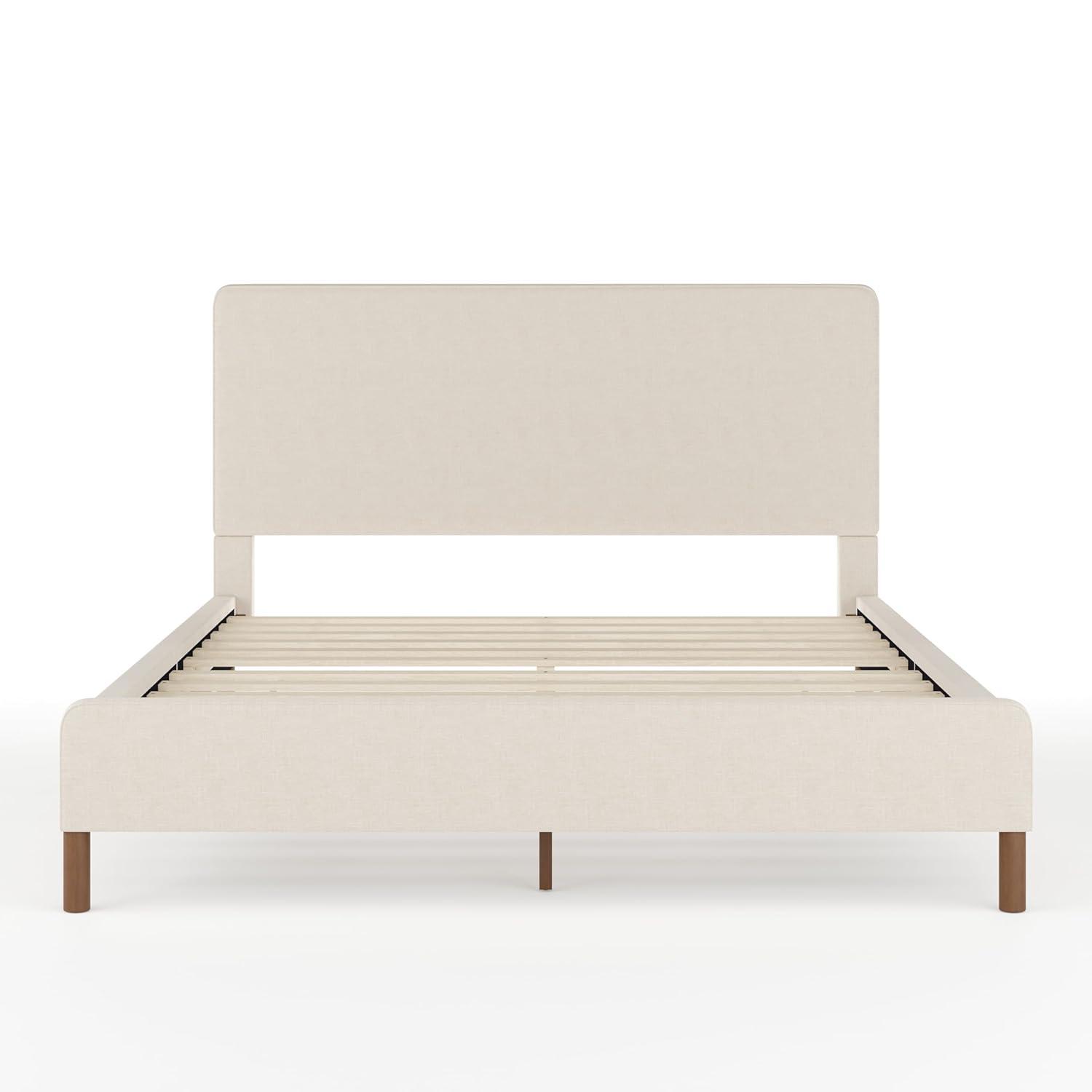 Martha Stewart Martha Stewart Britta Upholstered Platform Bed With Piped Detail Headboard