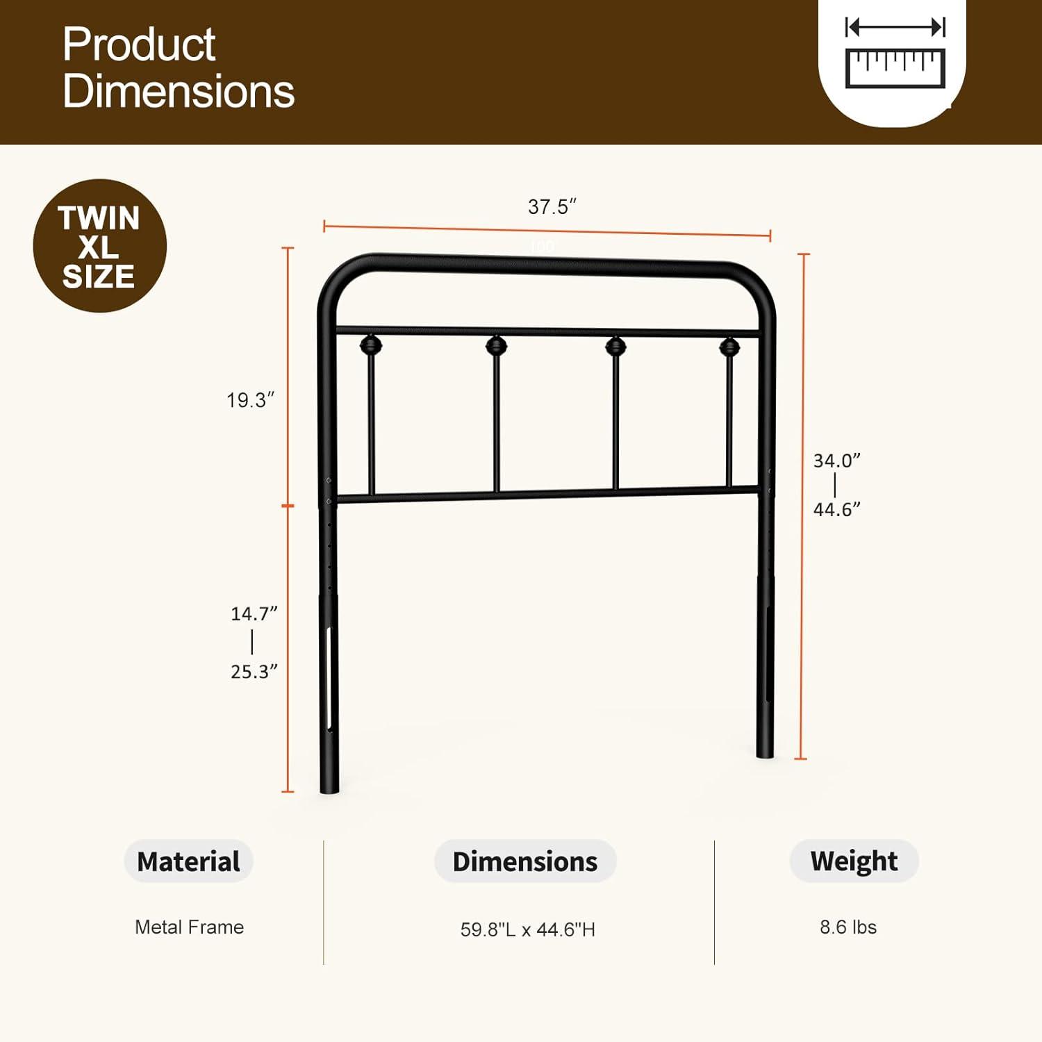 August Grove® August Grove® Metal Headboard - Adjustable Height - Farmhouse Victorian Style