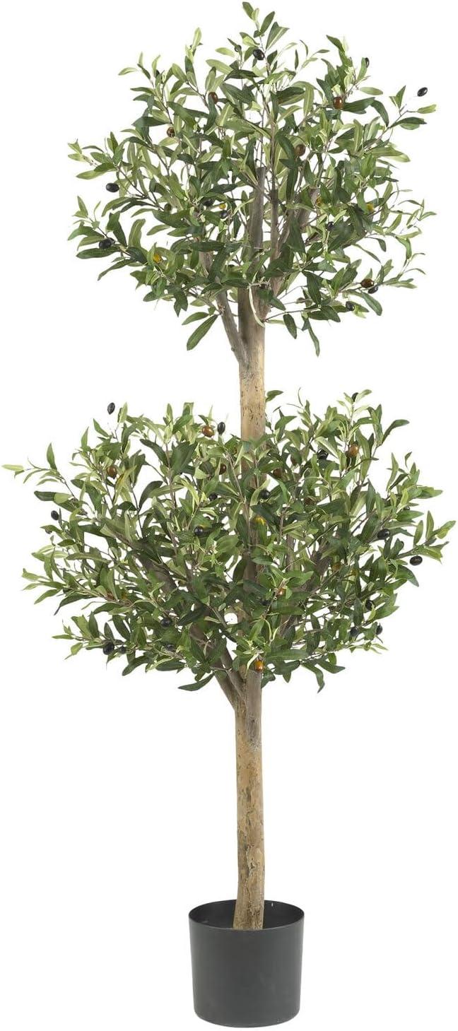 Silk  4.5 ft. Olive Double Topiary Silk Tree