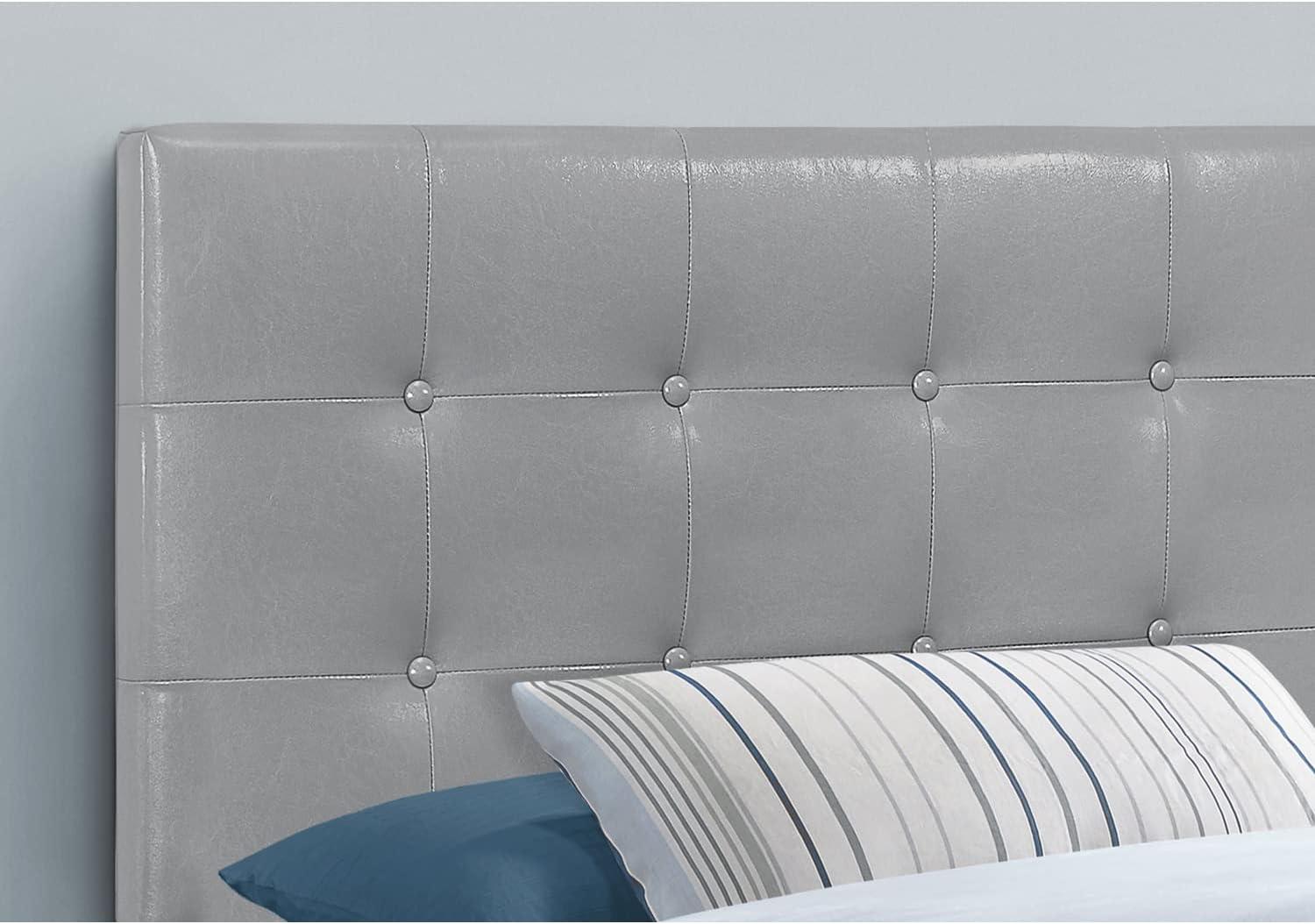 Monarch Specialties Bed Headboard Only Twin Size Bedroom Upholstered Pu Leather Look Grey Transitional