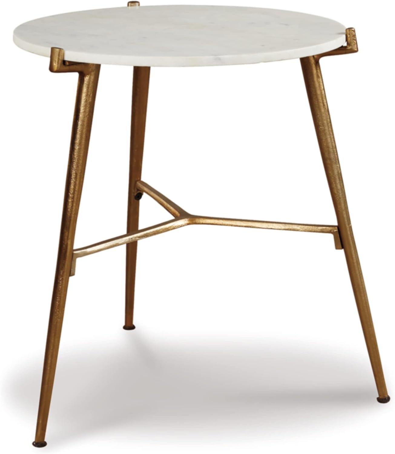 Chadton 19" Round White Marble and Gold Metal Accent Table