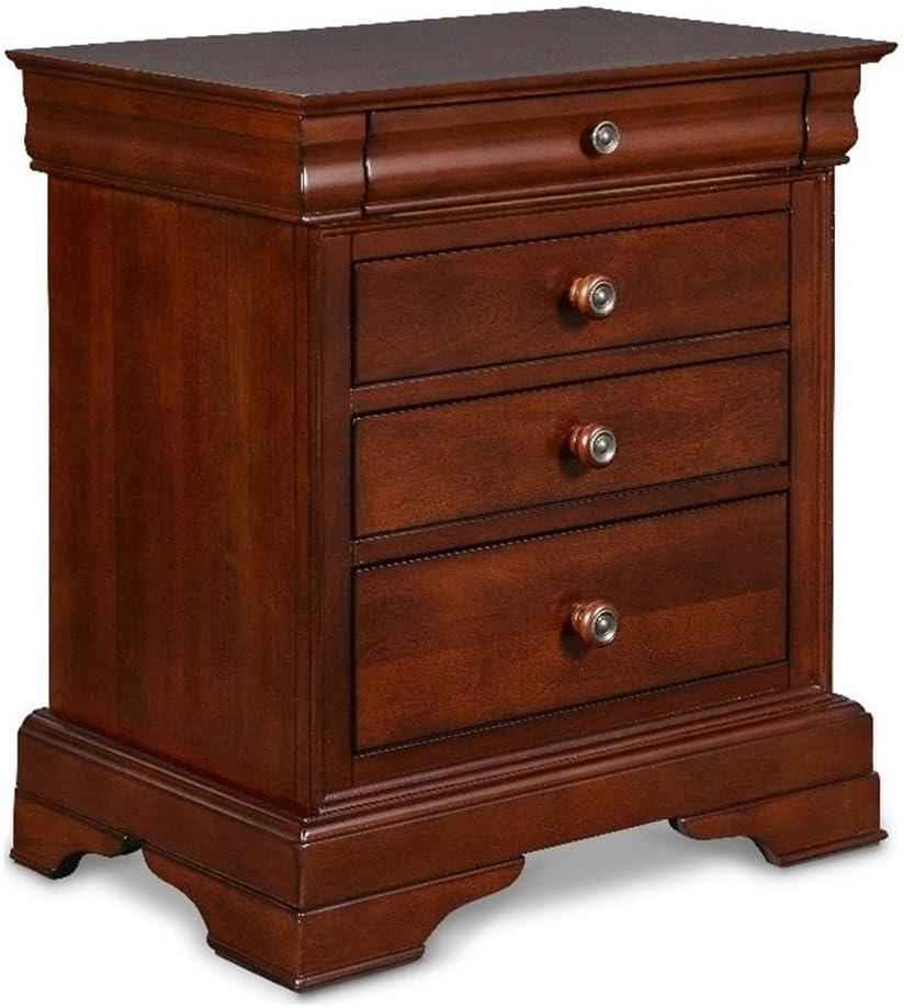 Versailles Transitional Brown Wood 4-Drawer Nightstand