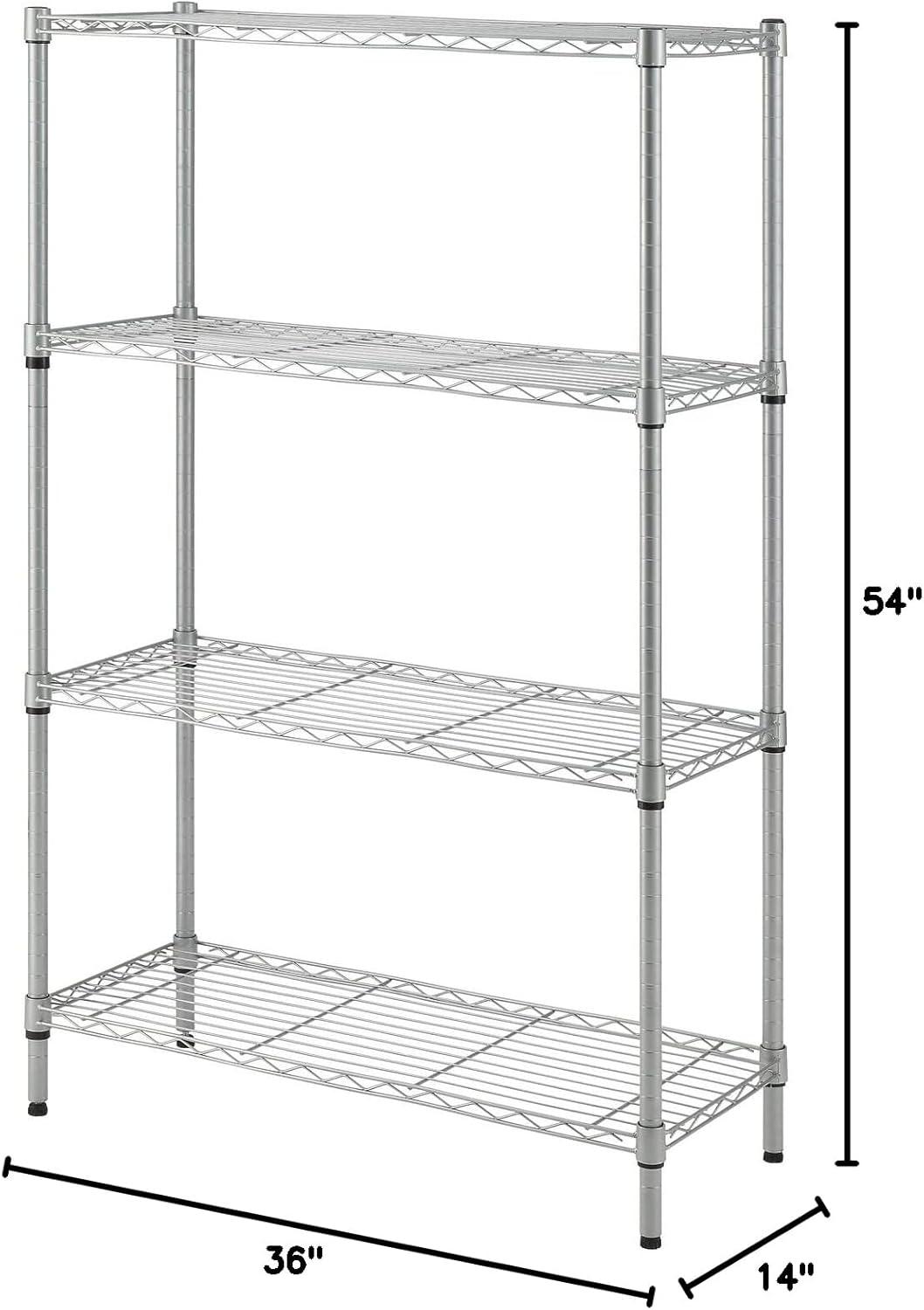 Silver Light-Duty 4-Tier Wire Shelving Storage Rack