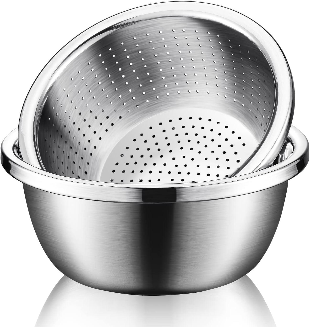 Stainless Steel 3.5-Qt Colander and Mixing Bowl Set