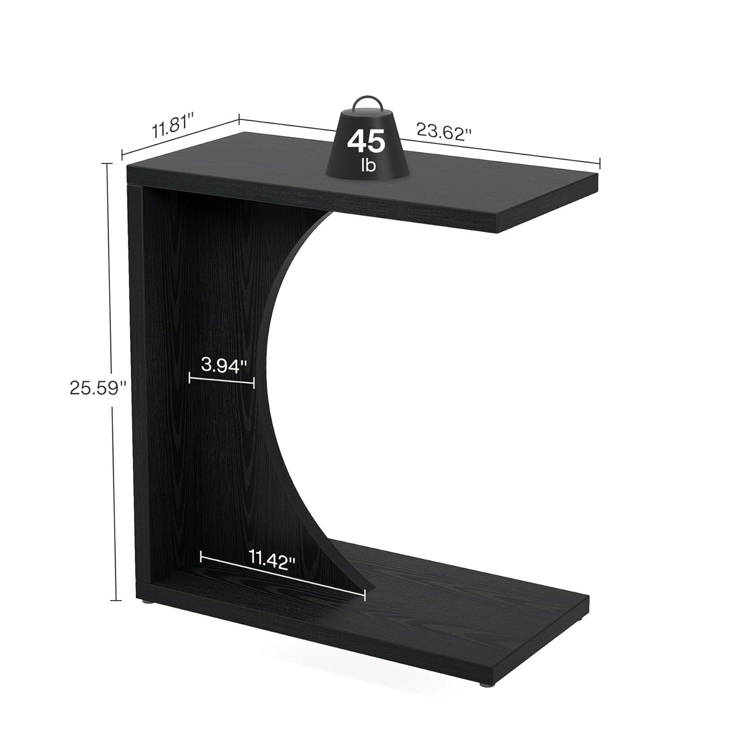 Tribesigns C-Shaped End Table, Couch Table for Small Space, Black