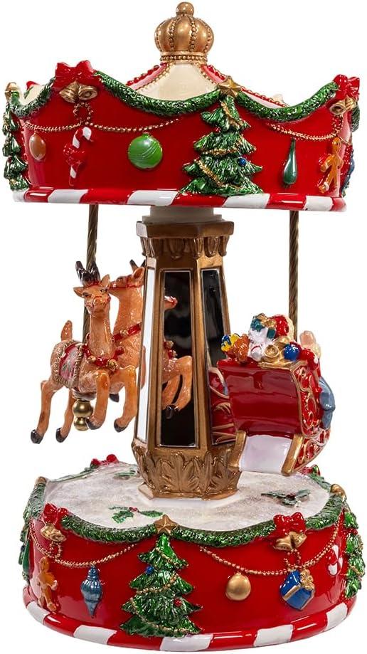 Kurt S. Adler C5567 8.7 in. Musical Wind-Up Carousel Table Piece - Red