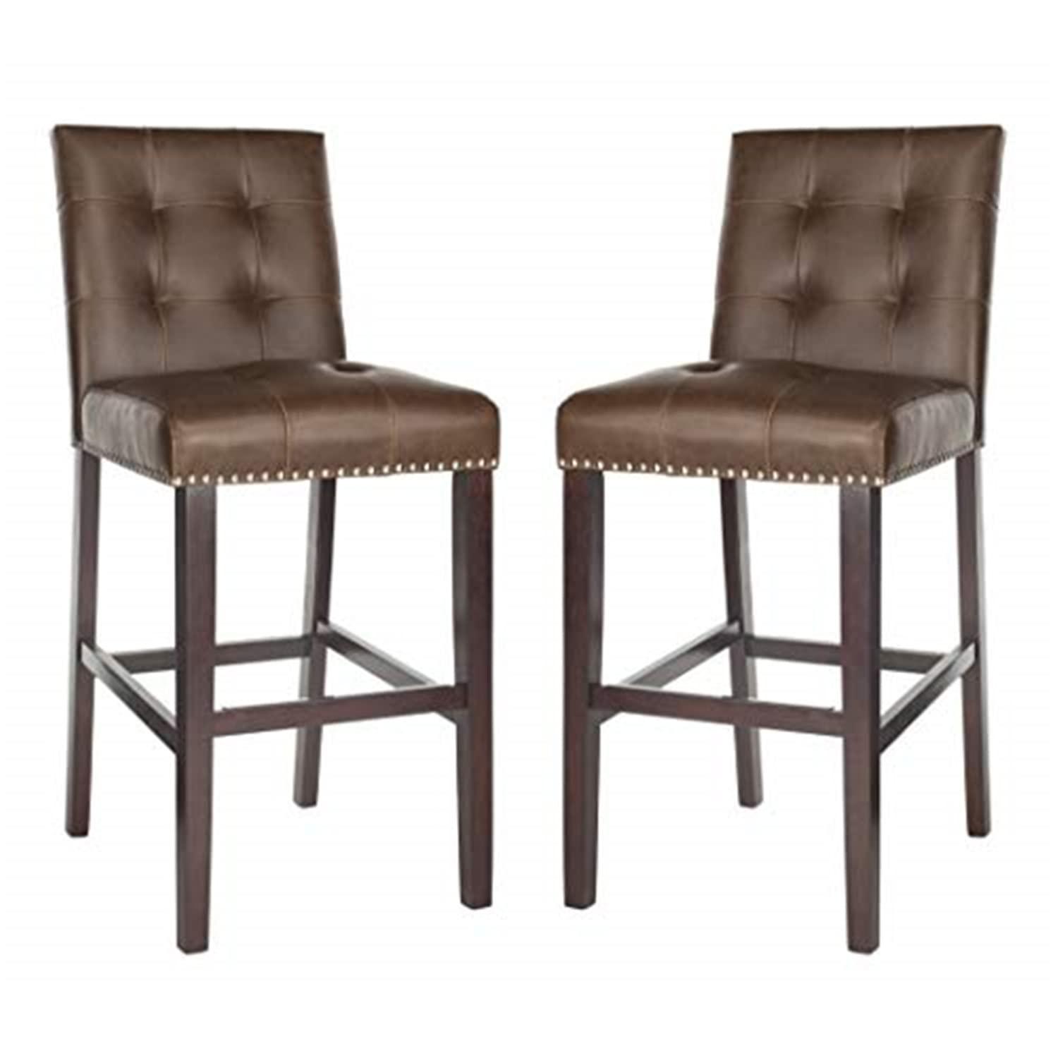 Nikita Bar Stool (Set of 2) - BST6302 - Brown/Espresso - Safavieh