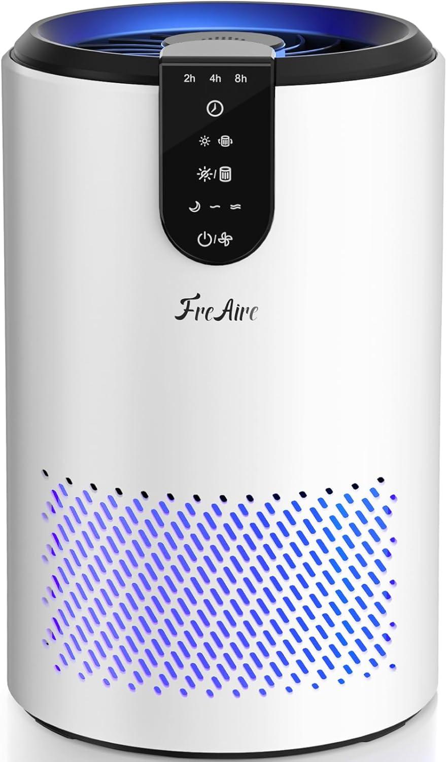 FreAire Air Purifiers for Home, Air Purifier for Bedroom Up to 538 Ft²/h, Room air purifier with 3-in-1 Filter for Dust Dander Odors Smoke, Small Air Purifier with Timer, Sleep Mode for Office Bedroom