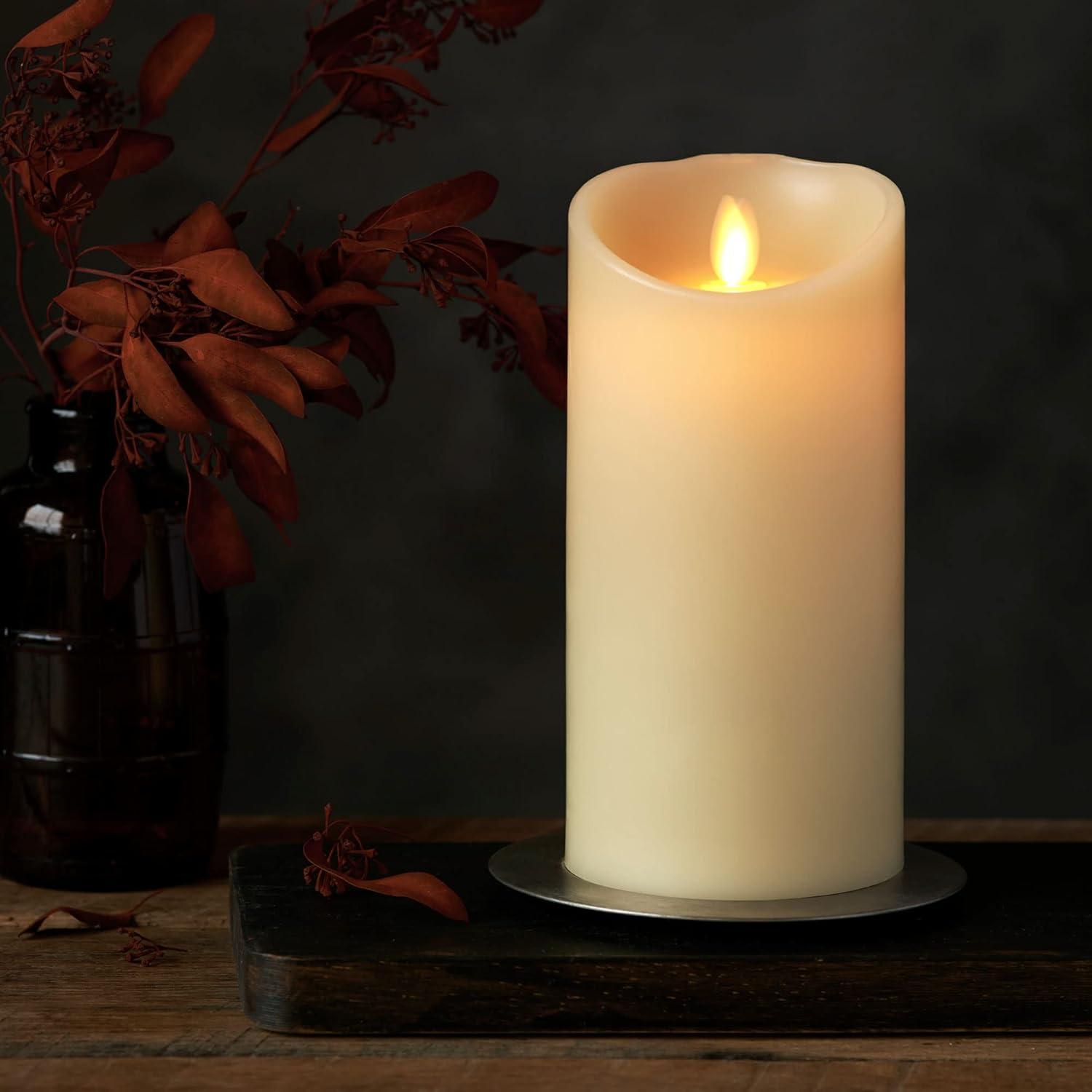 Luminara Flameless LED Candle, Moving Flame Pillar, Remote Ready, Timer, Battery Operated, Vanilla Honey Scented, Ivory (3.5 in x 7 in)