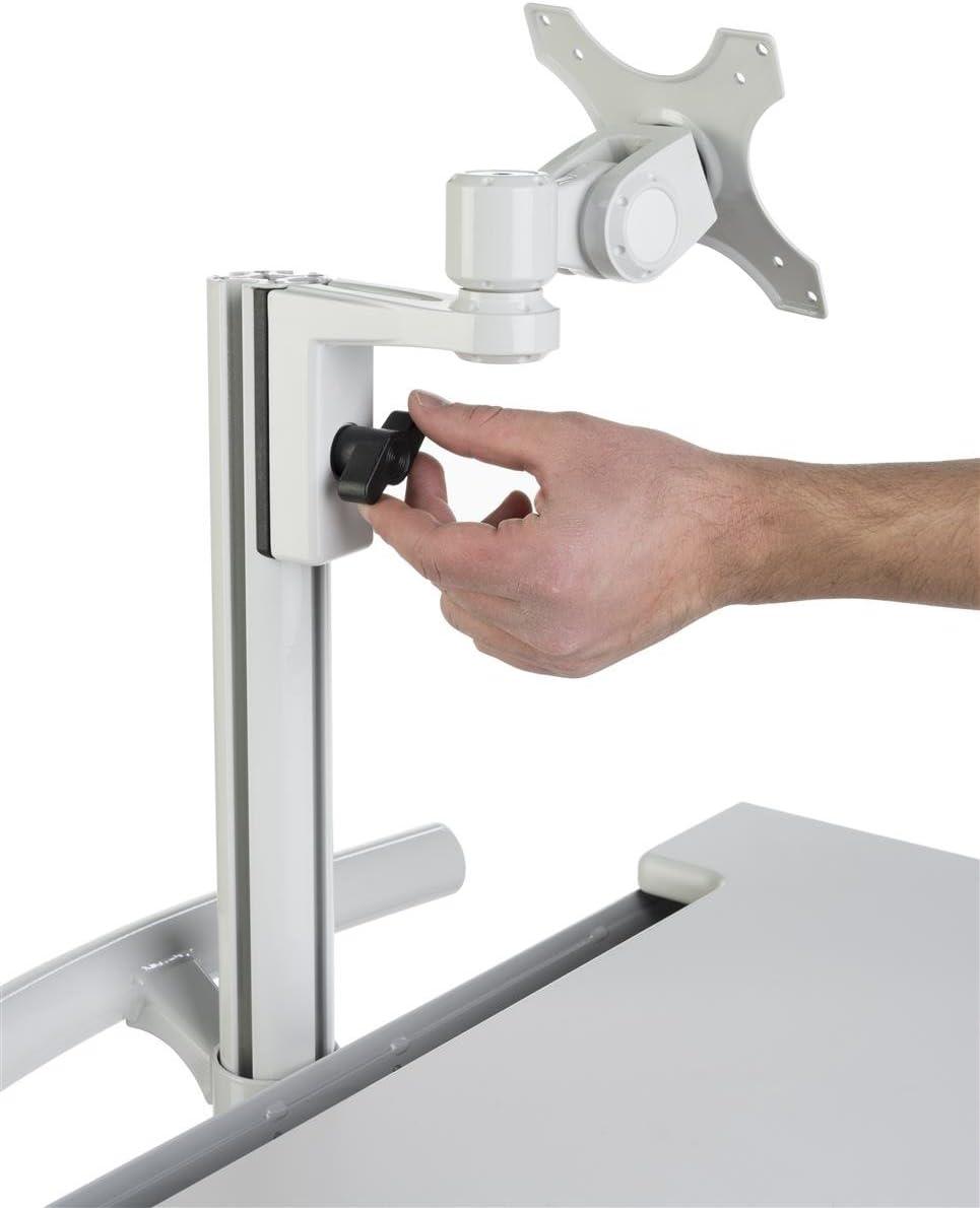 Displays2go Mobile Computer Carts, Locking Drawer, Height Adjustable, Steel, Plastic & MDF Construction – Gray (DWMDCOM) (DWMDC0M)