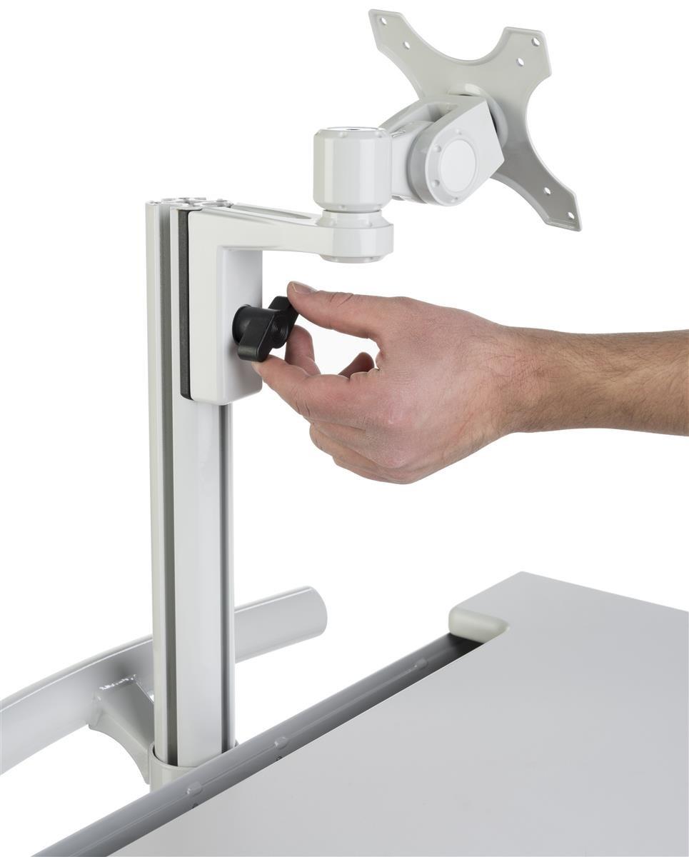 Displays2go Mobile Computer Carts, Locking Drawer, Height Adjustable, Steel, Plastic & MDF Construction – Gray (DWMDCOM) (DWMDC0M)