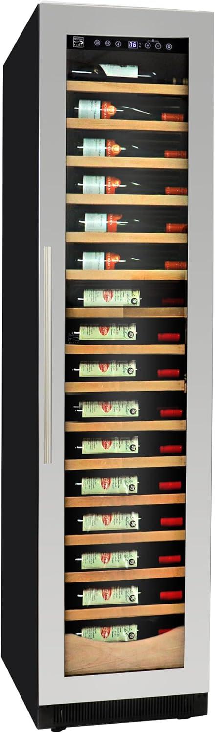 Elite Compressor 112 Bottle Wine Cellar Cooling Unit in Blackand Silver, Built-In/Freestanding with Reversible Door