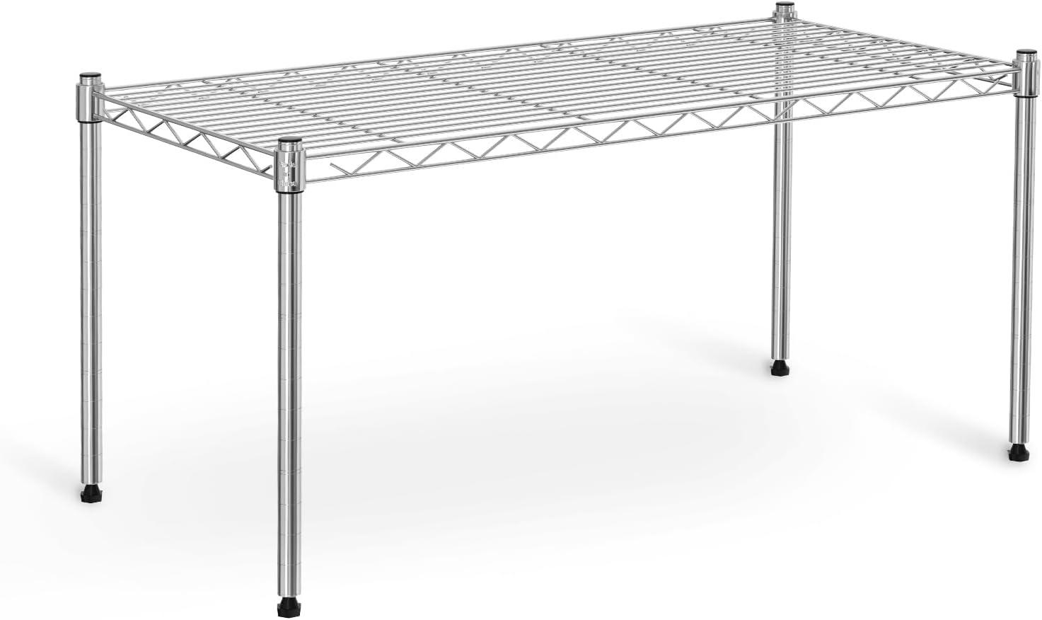 Chrome 1-Tier Steel Wire Shelving Unit for Kitchen and Garage