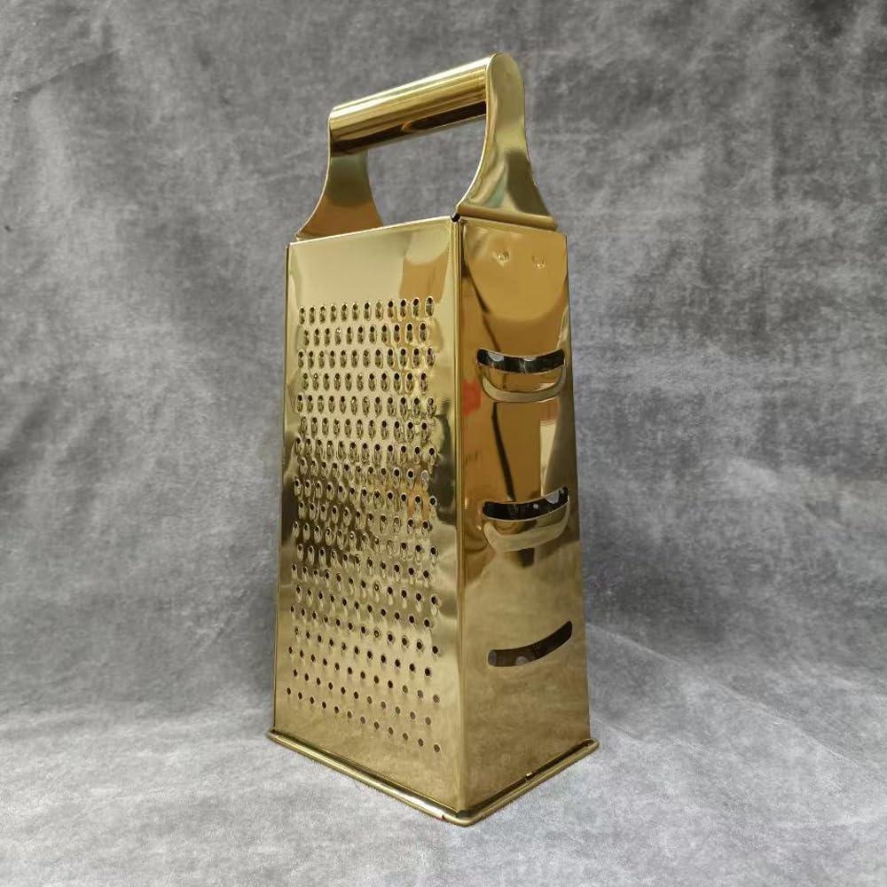 Gold Stainless Steel 4-Sided Multifunctional Grater with Handle