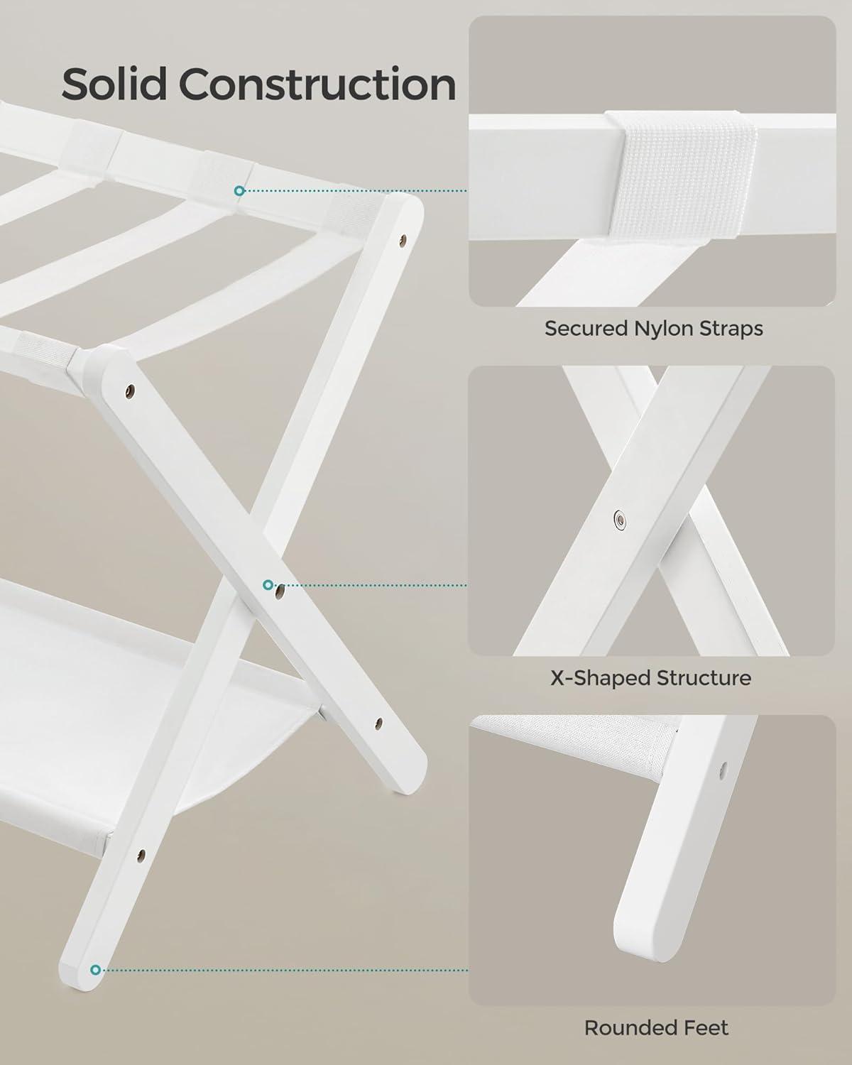 Bisiot Luggage Rack, Folding Suitcase Stand With Storage Shelf Holds Up To 131 Lb