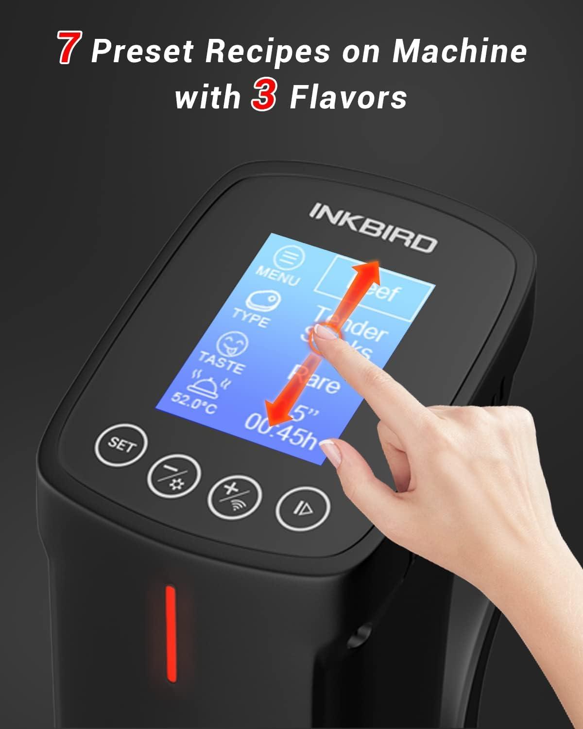 Inkbird Black and Silver WiFi Sous Vide Cooker with LCD Display