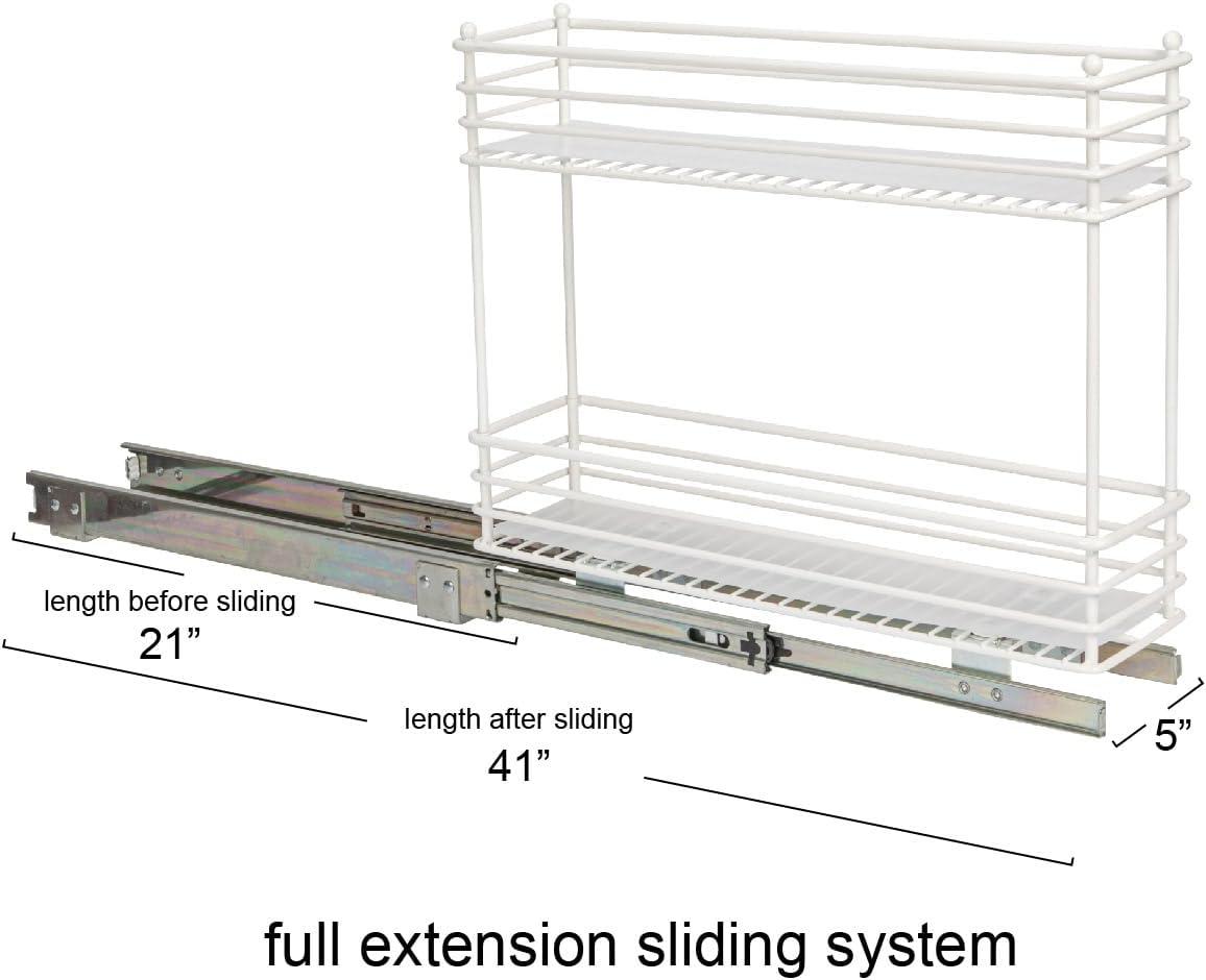 Glidez Multipurpose Steel Pull-Out/Slide-Out Storage Organizer with Plastic Liners for Under Cabinet Use, Fits Standard Size Cabinet or Shelf