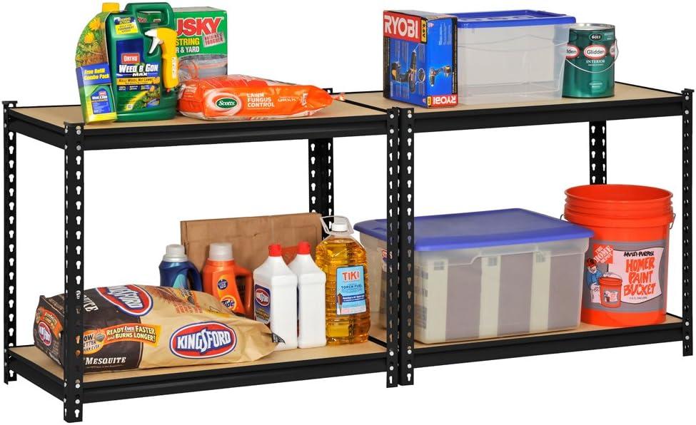 Muscle Rack UR-364BLK 4-Shelf Industrial Shelving Unit, Black Steel, 36 x 18 x 60 In. - Quantity 1