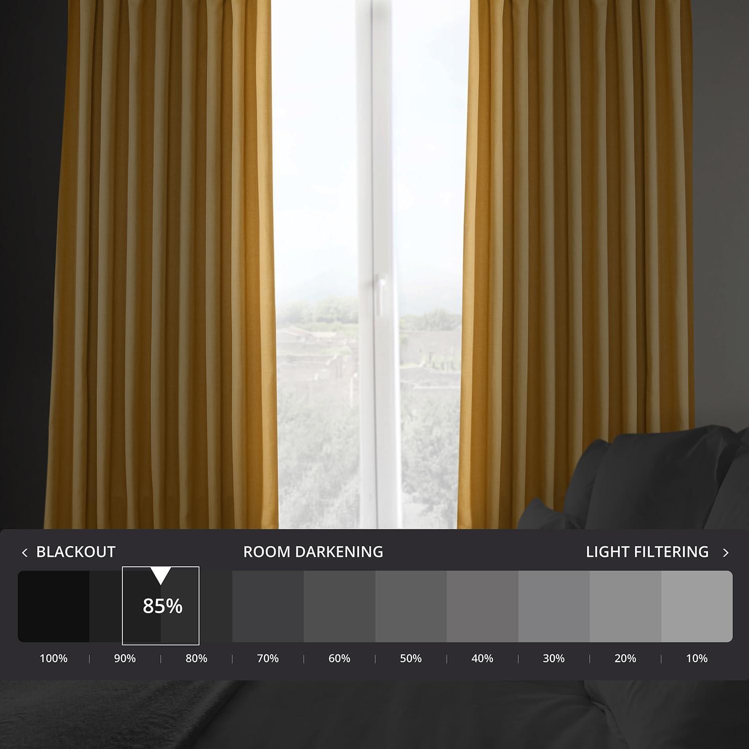 Ottis Textured Faux Linen Rod Pocket Room Darkening Curtains for Bedroom & Living Room Curtains - Single Panel Drapes