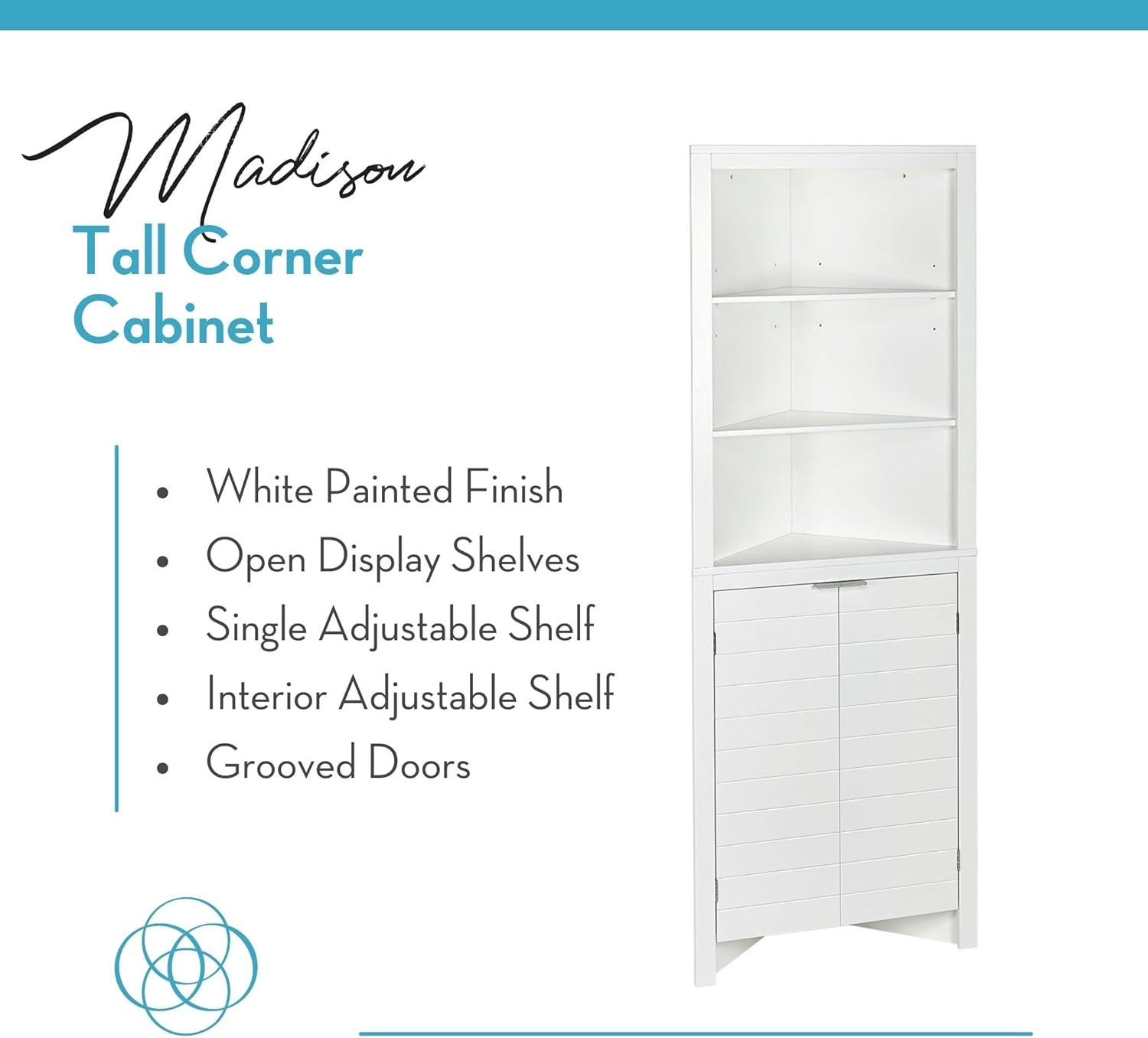 RiverRidge Madison Tall Corner Bathroom Storage Cabinet with Open Shelves