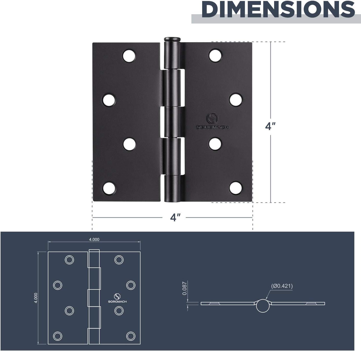 4" H x 4" W Removable Pin 12 Door Hinges (Set of 12)