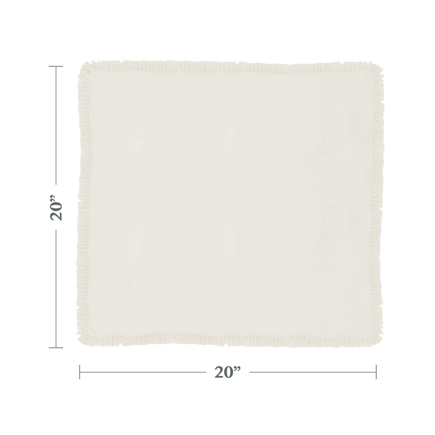 Saro Lifestyle Fringed Design Napkin, 20" Square (Set of 4), Off-White, 20" x 20"