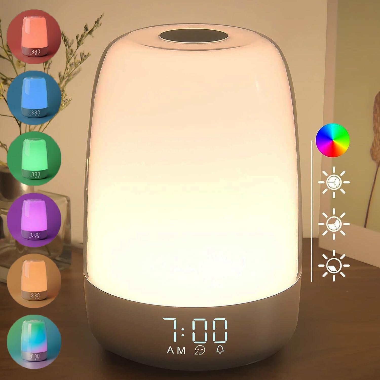 Digital Sunrise Simulation Alarm Clock with Color Changing Light