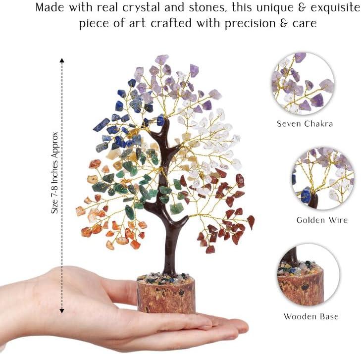 Crystal Tree Of Life 7 Chakra Healing Crystal Trees for Home Office Decoration Crystal Decor Money Bonsai Trees for Positive Energy