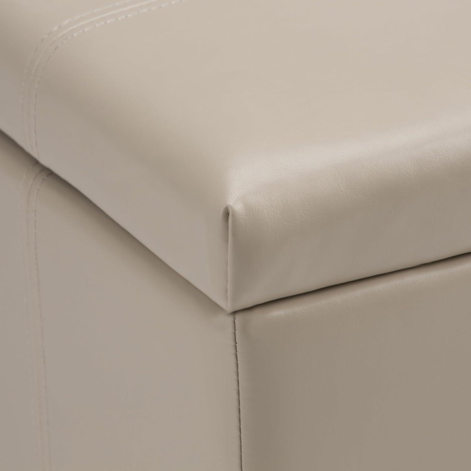 Simpli Home Dover 36"W Upholstered Storage Ottoman Bench with Lift-Top and Large Interior Storage