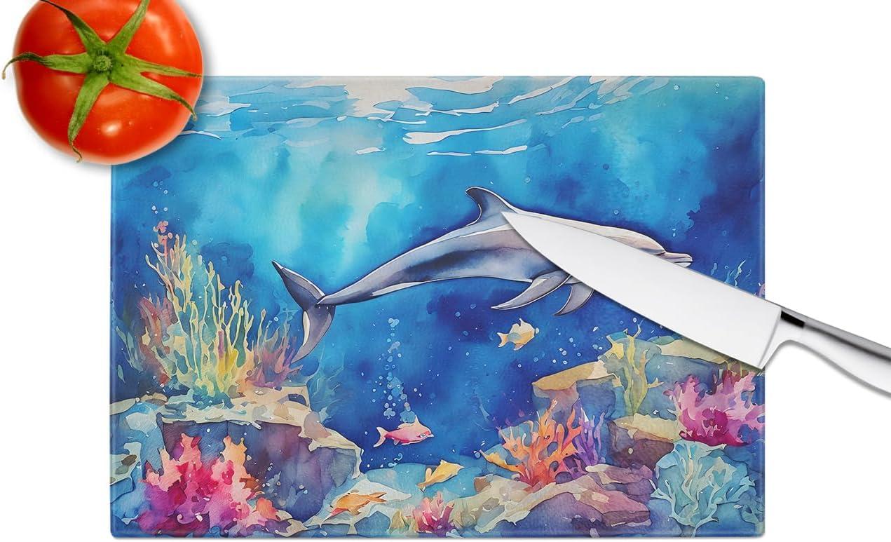 Dolphin Glass Cutting Board Large 12 in x 15 in