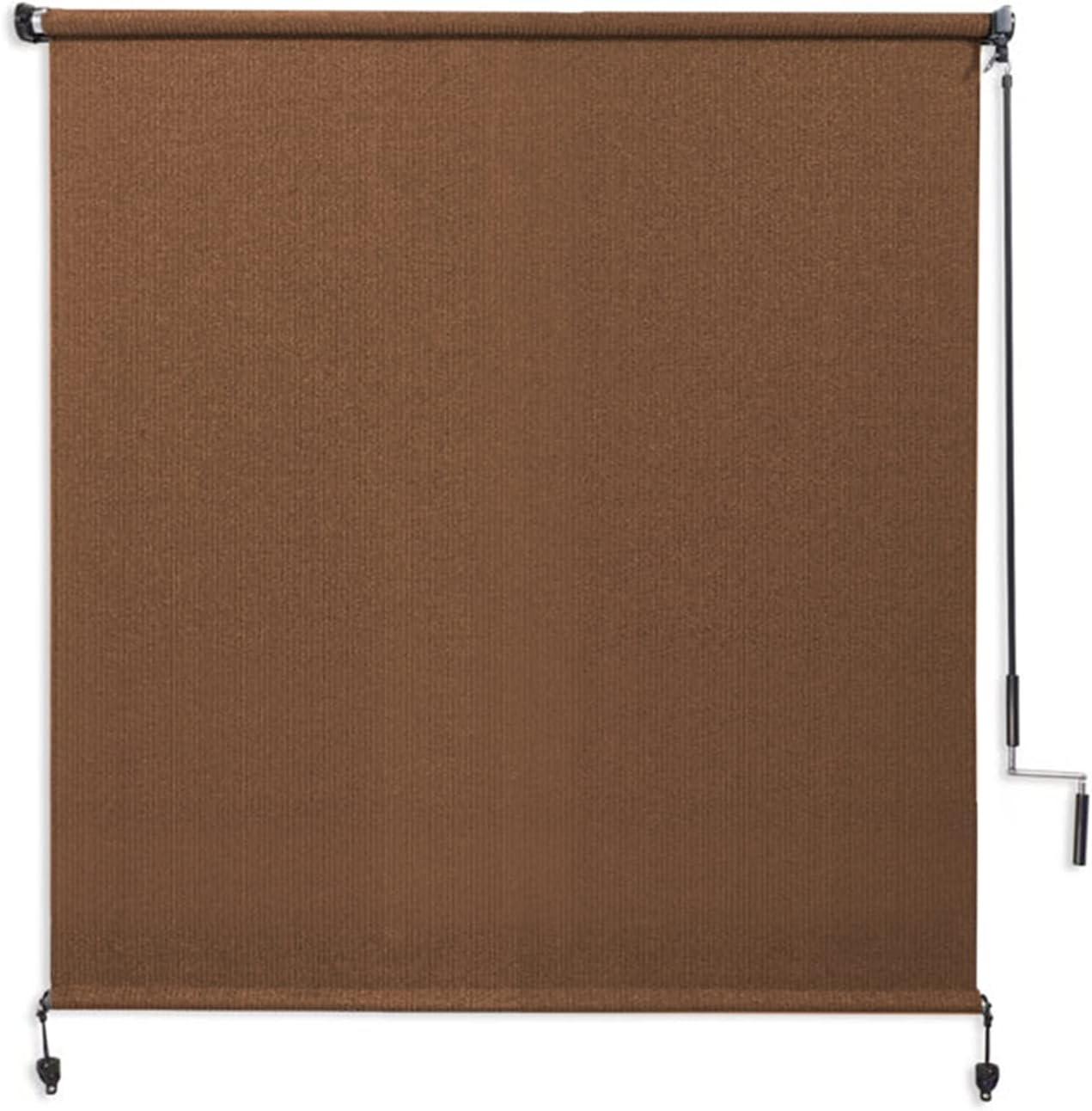 Vicllax Outdoor Patio Crank Sun Blocking Roller Shade Modern Style, Fabric, 4'Wx6'H, Mocha