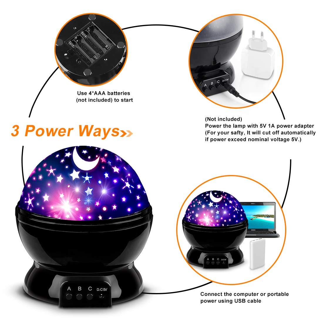 MOKOQI Star Projector Night Lights for Kids, Fun Gifts for 1-4-6-14 Year Old Girl and Boy, Projection Lamp for Kids Bedroom Ceiling, Stars and Moon for Child Asleep Peacefully (White)
