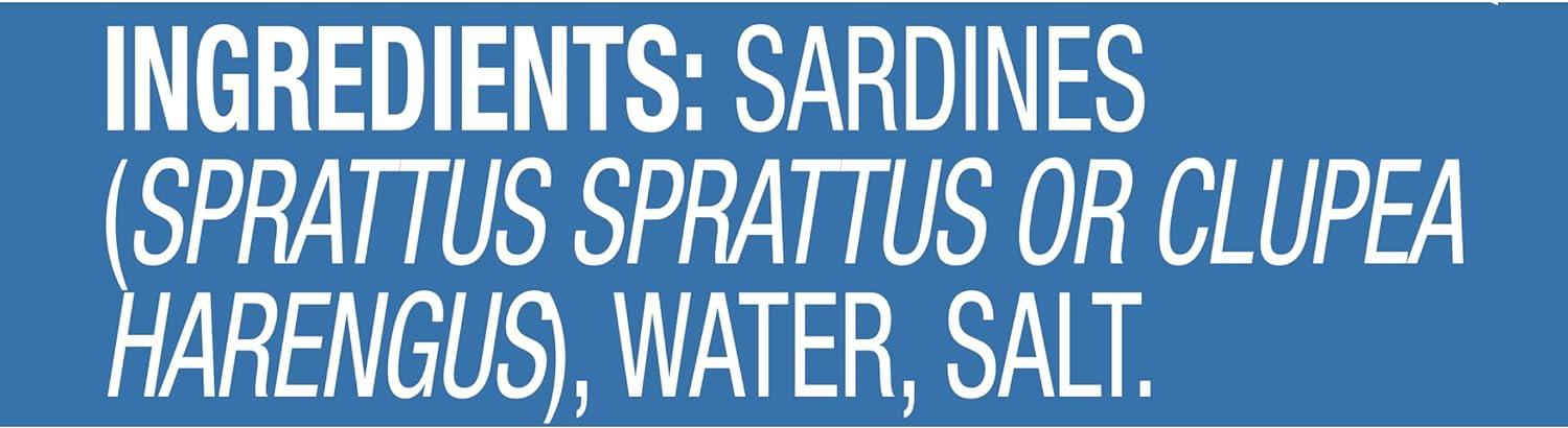Wild-Caught Sardines in Water, 3.75 Ounce Cans, Pack of 18